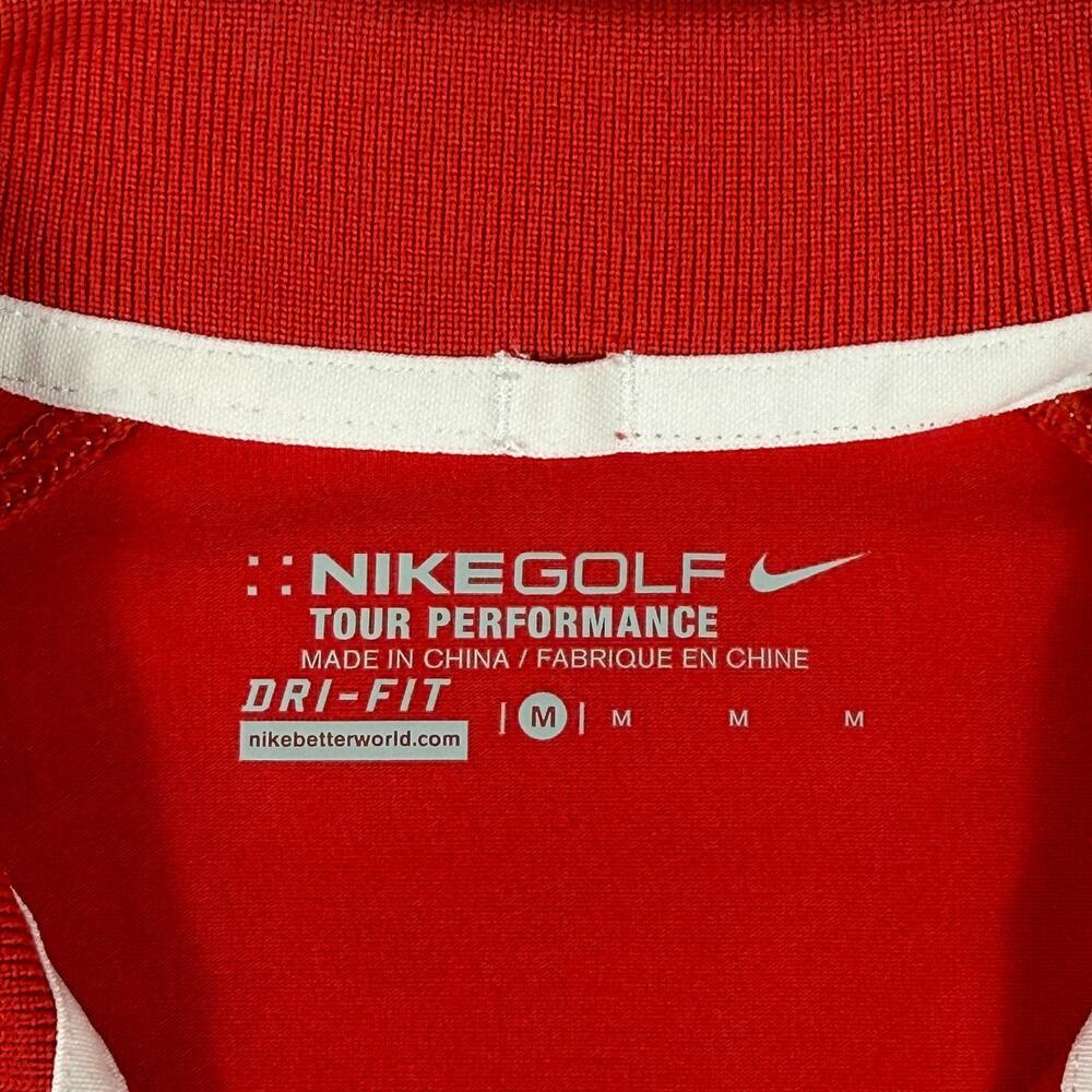 Nike Golf Polo Shirt Tour Performance Dri-Fit Red White Stretch Men's Sz M - Picture 6 of 11